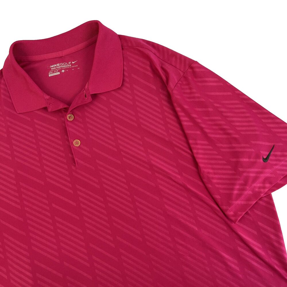 Mens Nike Golf Tour Performance Pink Short Sleeve Polo Shirt Size XL Dri-Fit